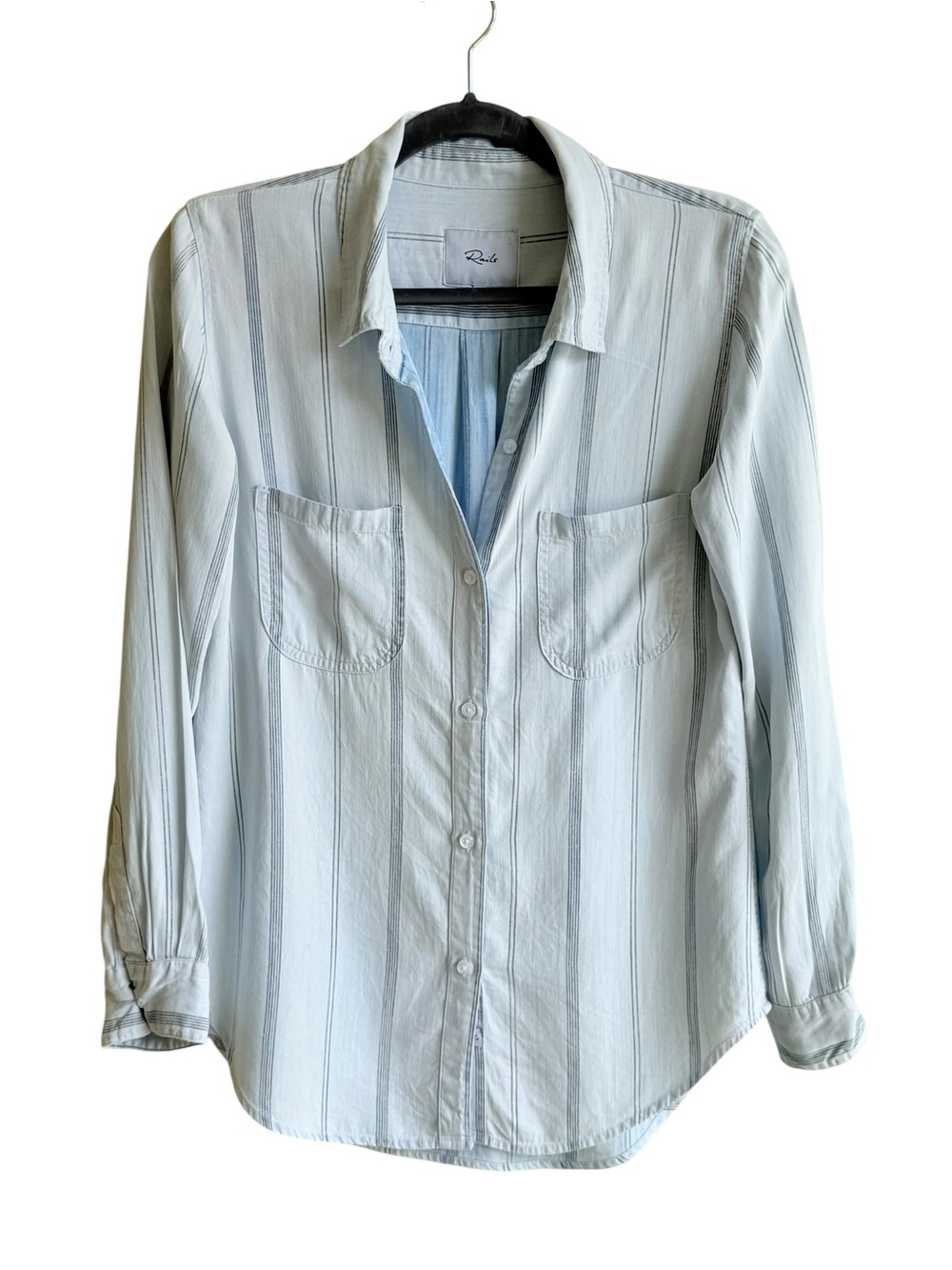Rails Charli Light Blue Striped Button-Up Shirt. Size Small